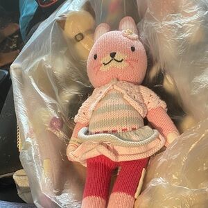 Pink Knitted Bunny Plush Toy